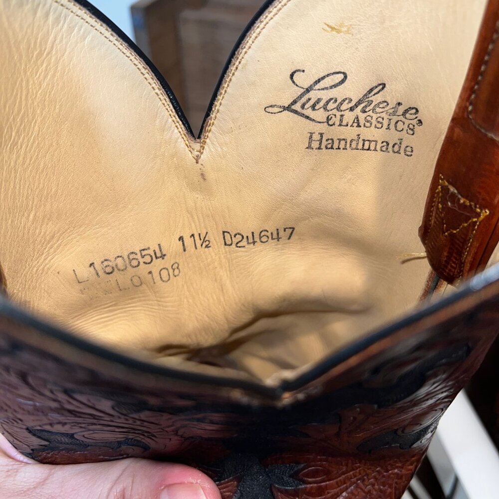 Lucchese Handmade Classic 'Kents' in Mahogany/Pecan Color and men's size 11.5D - Picture 8 of 8